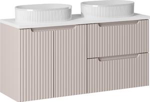 Set Da Bagno 120 Cm Cashmere + Bianco Con Due Lavabi Da Appoggio