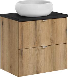 Moderno Mobile Da Bagno Da 60 Cm Con Piano Nero E Lavabo Da Appoggio