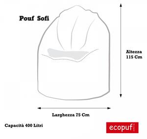 Sofi pouf poltrona sacco in velluto velvet a coste dim. 75x115 cm