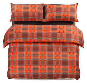 Copripiumino Con Federe In Percalle Hazy Tartan Matrimoniale Discovery Orange Caleffi