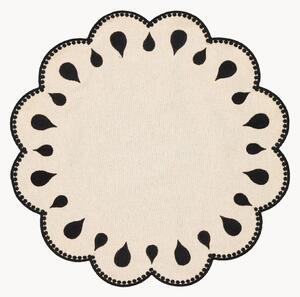 Tovaglietta rotonda con bordo ricamato Gotas