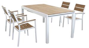 VIDUUS - set tavolo in alluminio e polywood cm 160/240 x 95 x 75 h con 4 poltrone Viduus