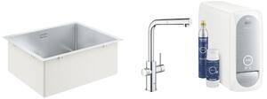 Set starter kit con rubinetto da cucina Grohe Blue 31539000, lavello in acciaio Grohe K700 31726SD0