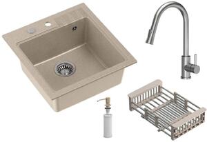 Quadron Comfort 110 lavello con rubinetto e accessori beige/acciaio HCQP5052BEZK_3673500BS