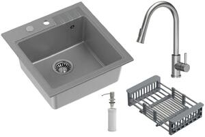 Quadron Comfort 110 lavello con rubinetto e accessori grigio/acciaio HCQP5052SZK_3673500BS