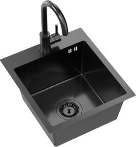 Quadron Luke lavello con rubinetto nero/nero ZH4045PVDBLM_3623500_PVDBLM