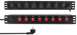 LogiLink Professional PDU8D01, multipresa da 19", 8 prese, commutabili singolarmente