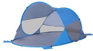 Outsunny Rifugio da spiaggia tenda da spiaggia pieghevole pop-up automatica protezione UV finestra posteriore grande tappeto da terra azzurro