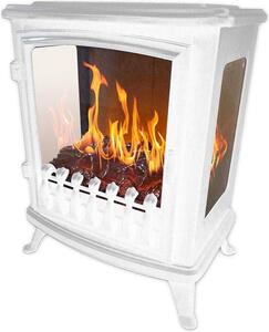 Caminetto elettrico con fiamme a 180° - Bianco - Prodotto in Francia - Etichetta per caminetto elettrico