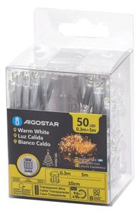 Aigostar - Catena LED per esterni 50xLED/8 funzioni 3xAA 5,3 m IP44 bianco caldo