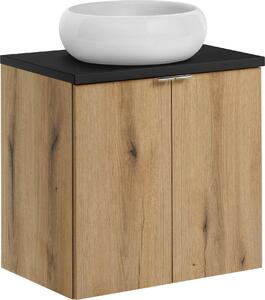 Mobile Bagno Da 60 Cm Con Piano Nero E Lavabo Da Appoggio