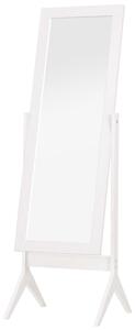 Specchio a Figura Intera da Terra 47x46x148 cm Angolazione Regolabile in Legno e Vetro Bianco