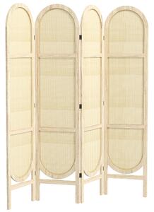 HOMCOM Separatore interno in legno 4 pannelli 170 x 160 cm pieghevole e portatile, motivo intrecciato a mano, legno naturale