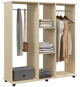HOMCOM Armadio cabina Arredamento Mobile 6 ruote 120L x 40P x 128A cm in legno naturale