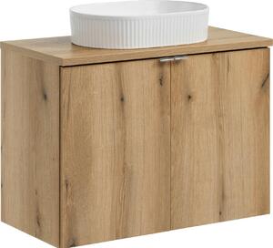 Mobile Bagno Con Piano Da 80 Cm E Lavabo Da Appoggio Ovale Bianco