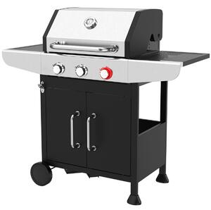 Griglia a gas ProfiCook fino a 400°C | griglie in ghisa | incluso regolatore di pressione del gas e tubo flessibile | 3 bruciatori | griglia a gas | 2 ripiani | PC GG 1310