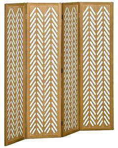 HOMCOM Paravent in legno traforato separatore di ambienti interni pieghevole a 4 pannelli in legno 160 x 170 cm naturale