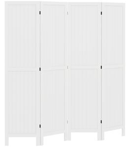 HOMCOM Paravento in legno separatore di ambienti divisorio interno pieghevole a 4 pannelli in legno 160 x 170 cm bianco