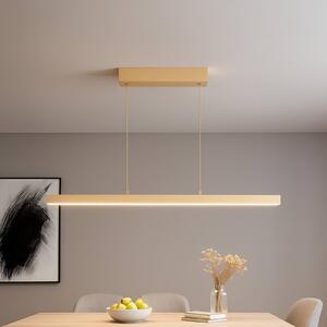 FISCHER & HONSEL Lampada LED a sospensione Vayana, lunghezza 114 cm, color sabbia, metallo, CCT dimmerabile, Crema / Ambra, Soggiorno / Sala da pranzo, Metallo, Moderno