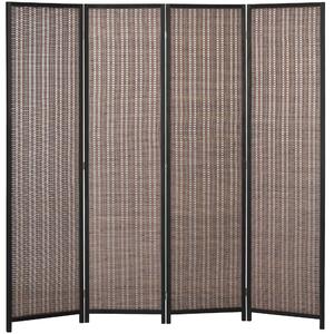 HOMCOM Paravento in legno separatore di ambienti cloison de séparation pieghevole 4 pannelli 180 x 180 cm marrone