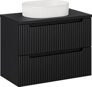 Mobile Bagno 80 Cm Con Piano Nero Opaco Lavabo Bianco Moderno