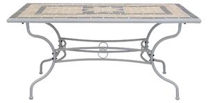 VENTUS - set tavolo in alluminio e teak cm 160 x 90 x 74 h con 4 sedie Ventus