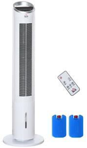 HOMCOM Climatizzatore raffrescatore d'aria/ventilatore colonna/umidificatore/purificatore 4 in 1-oscillante-timer, 3 modalità, 3 velocità - telecomando serbatoio 2L con 2 blocchi refrigeranti