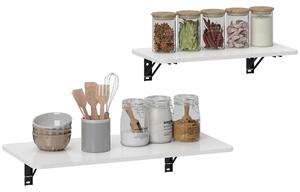 HOMCOM Lot de 2 tavoli pieghevoli murali, tavolo pieghevole murale in legno, per cucina, sala da pranzo, ufficio, bianco lucido