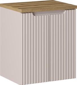 Mobile Da Bagno 50 Cm Con Piano In Rovere Cashmere Scanalato Moderno