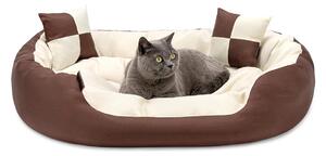 Lettino per gatti lionto, moderno letto 4 in 1 in tessuto Oxford, reversibile, antigraffio e di facile manutenzione, 85x70 cm, marrone/beige