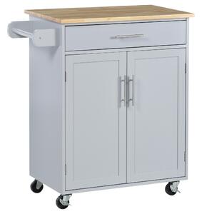 HOMCOM Isola da cucina con carrello da cucina e cassetto di armadio e portastoviglie - grigio