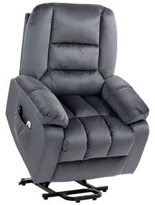 HOMCOM Poltrona sollevatore elettrico poltrona reclinabile 8 punti di massaggio vibrante 85 x 94 x 107 cm grigio
