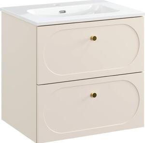 Mobile Bagno 60 Cm Beige Sabbia Con Lavabo In Vetroceramica