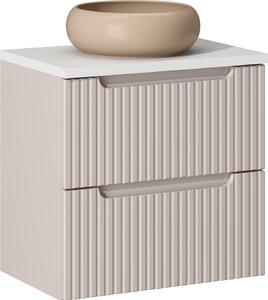 Mobile Bagno 60 Cm Con Piano Bianco E Lavabo Beige Cashmere