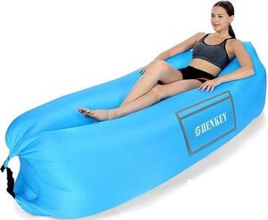 Sedia gonfiabile leggera, materasso gonfiabile impermeabile con versione da viaggio, pouf traspirante, materasso gonfiabile per viaggi, terrazze, campeggio, escursioni, prendere il sole e feste in spiaggia