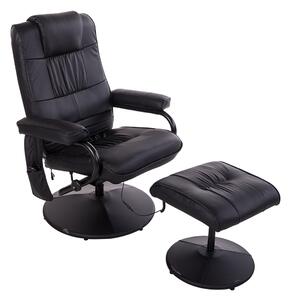 HOMCOM Poltrona Massaggiante e Relax con Poggiapiedi elettrico girevole inclinabile con rivestimento in similpelle Nero