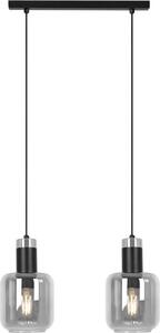 Lampada a sospensione decorativa nera con due paralumi in vetro grafite DENIS 2xE27 40W K-5261 Kaja