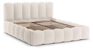 Letto matrimoniale imbottito color crema con contenitore con rete inclusa 180x200 cm Lupine – Micadoni