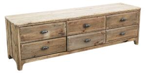 PEZ - porta tv con 6 cassetti in legno di pino riciclato