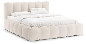 Letto matrimoniale imbottito color crema con contenitore con rete inclusa 180x200 cm Lupine – Micadoni