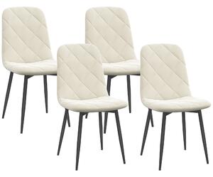 HOMCOM Set di 4 sedie da pranzo imbottite con schienale alto, gambe in acciaio e tessuto effetto velluto, crema | Aosom Italy