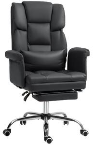 HOMCOM Sedia da Ufficio Ergonomica, altezza regolabile 48-56 cm, schienale inclinabile, poggiapiedi, Nero | Aosom Italy