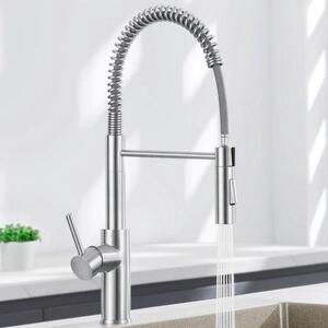Rubinetto da cucina estraibile con testa girevole a 360 gradi e due tipi di getto