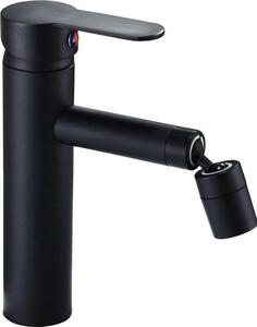 Moderno rubinetto da lavabo nero con funzione acqua calda e fredda