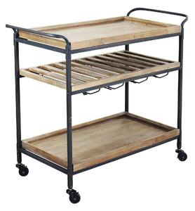 CARTY - carrello con ruote industrial in legno e acciaio