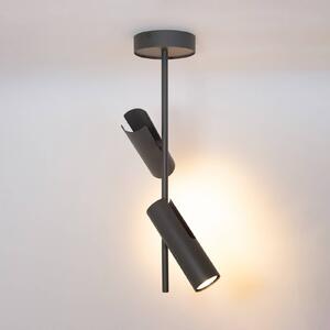 SIGMA Faretto da soffitto Leda 2, verde oliva, a 2 luci, acciaio, altezza 55 cm