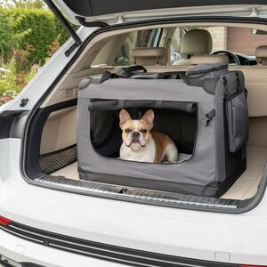 Trasportino per animali domestici belviona pieghevole, comodo e sicuro, Oxford + rete, riponibile in poco spazio, fino a 15 kg, 70x52x50 cm, grigio scuro