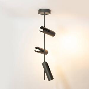 SIGMA Faretto da soffitto Leda 3, verde oliva, a 3 luci, acciaio, altezza 76 cm