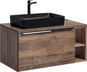 Set Da Bagno 100 Cm Rovere Santa Fe Con Lavabo Nero Slim