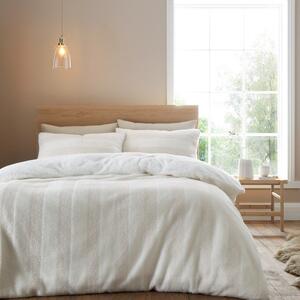 Biancheria da letto singola crema in micro felpa 135x200 cm Stripe Fur - Bianca